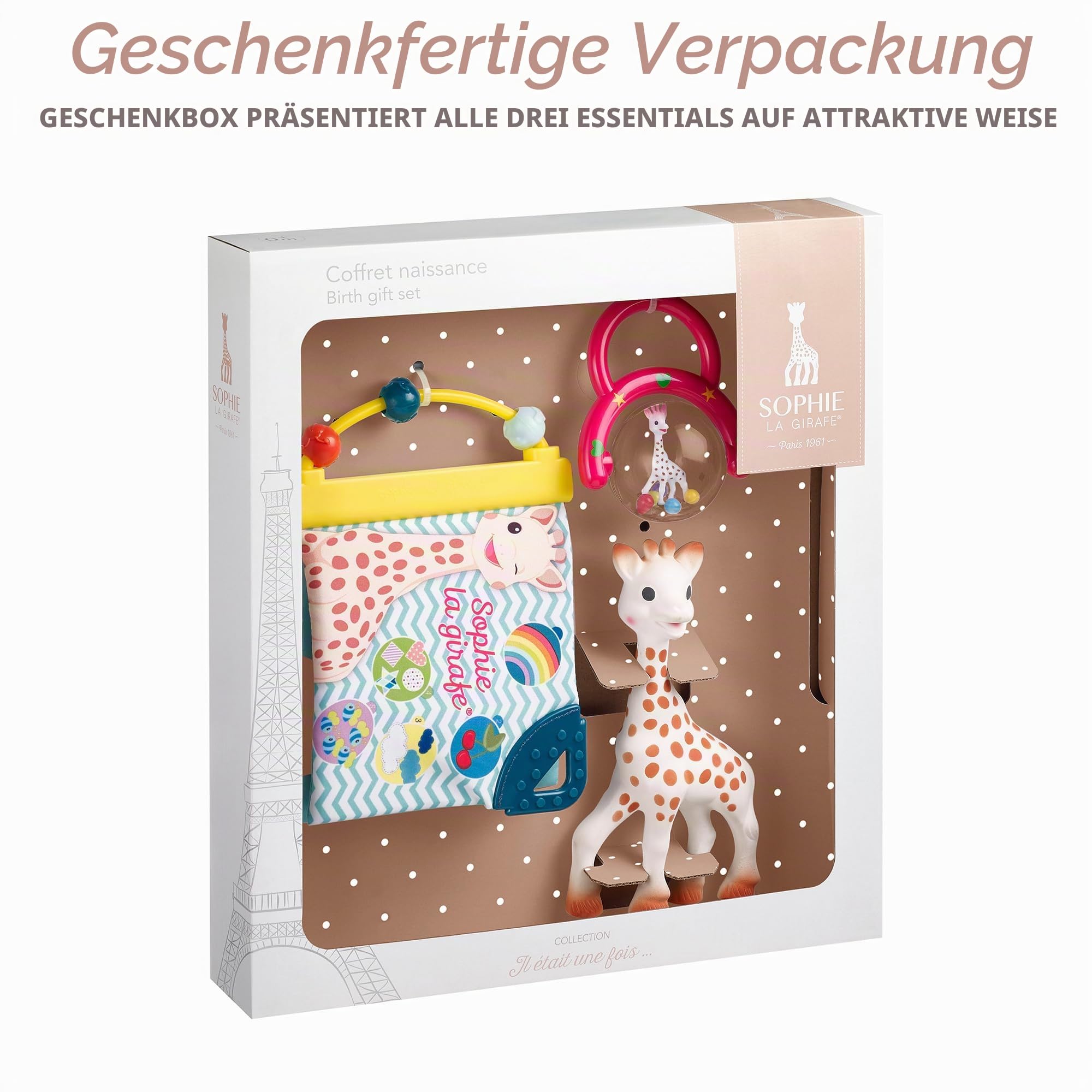 Sophie la Girafe - Geburts-Set Spielzeug + Buch + Rassel