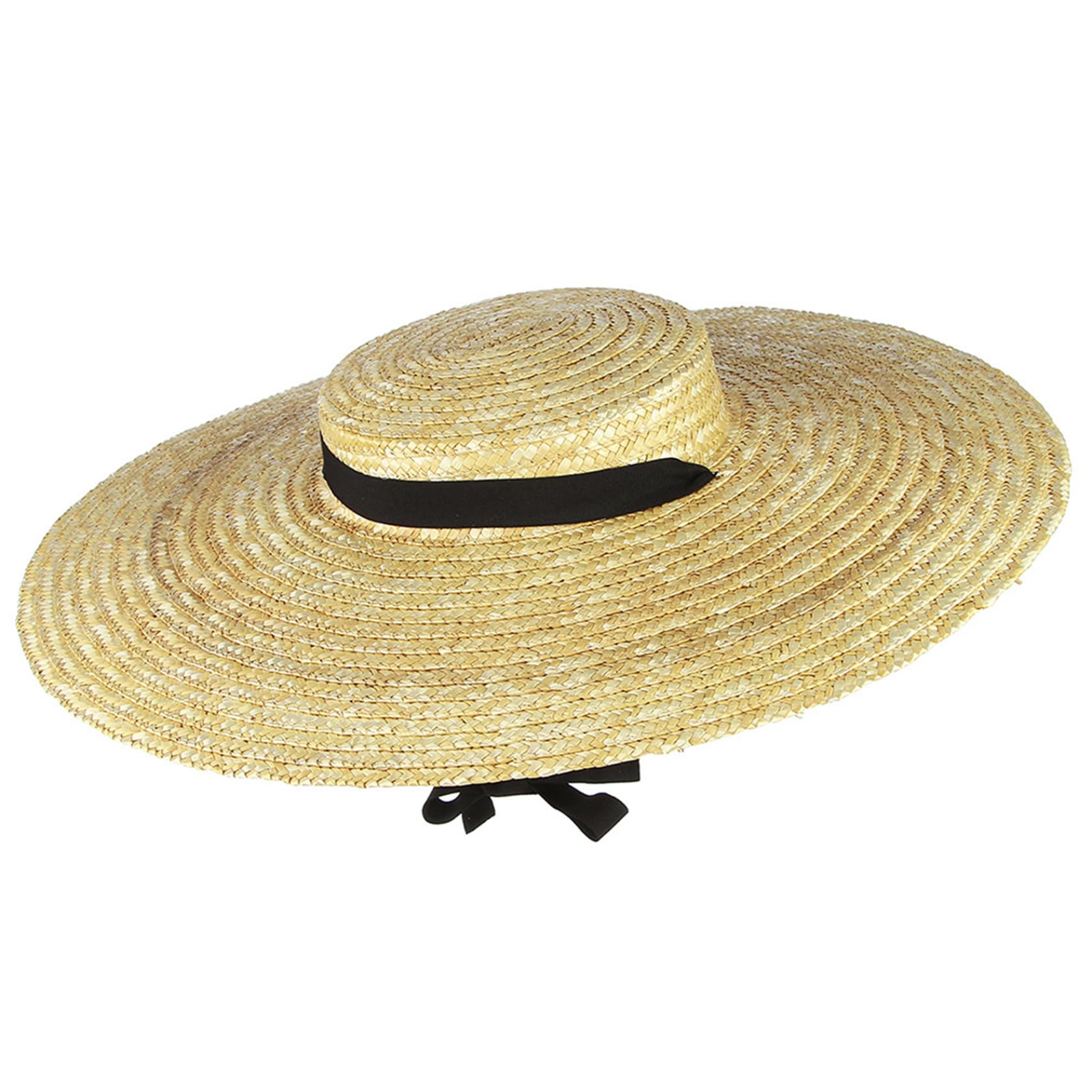 Elyebxj Straw Boater Hat Wide Brim Straw Hats for Women UV Protection Breathable Hat with Adjustable Chin Strap Summer Beach Woven for