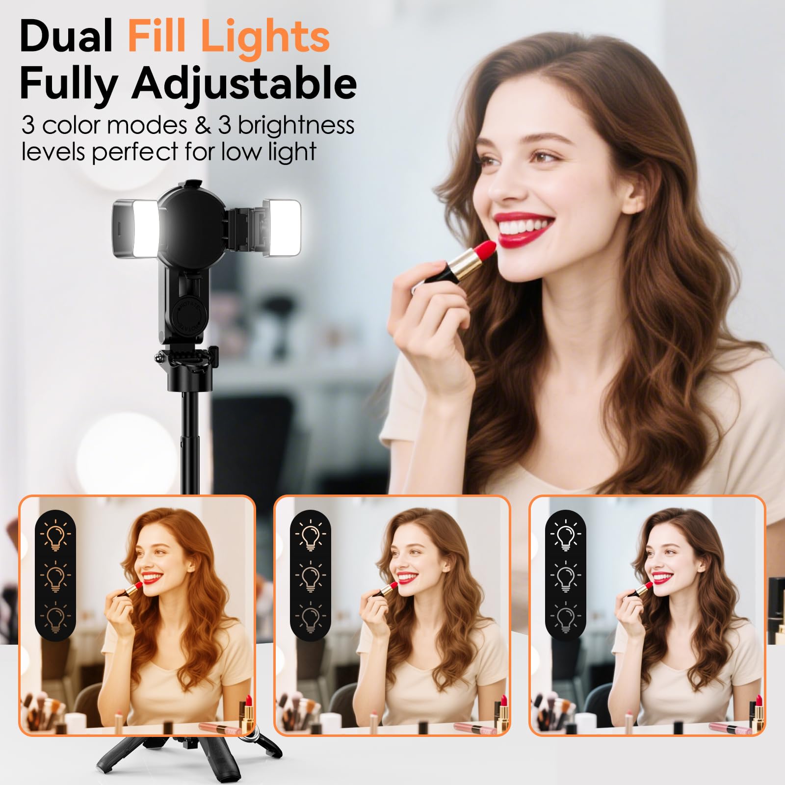 CloudValley Bastone Selfie Magnetico Mini con Treppiede e 2 Luci LED, Cavalletto Smartphone 4 in 1 Portatile con Rotazione 360°, Telecomando Bluetooth per iPhone Android Foto/Video/Vlog