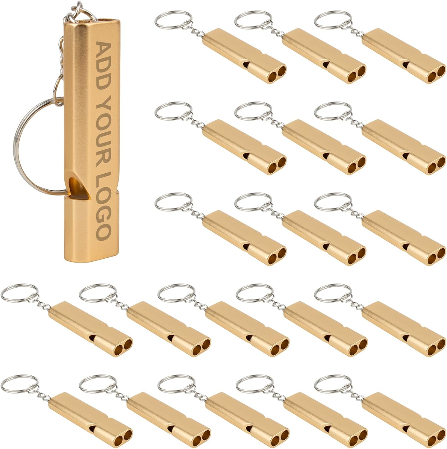 GOGO Custom 20 PCS Aluminum Whistle with Laser Engraved, Safety Emergency Whistles for Outdoor Hiking Camping Hunting Fishing