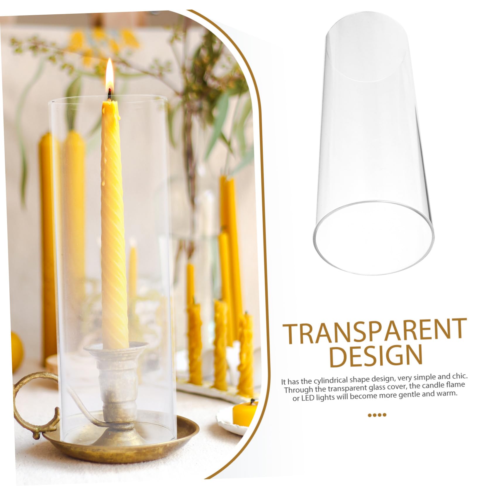 VOSAREA Couvercles en Verre Borosilicaté Transparents Protection Coupe-vent et Décoration 4pcs pour Tubes de Bougies pour Petits Décors DIY