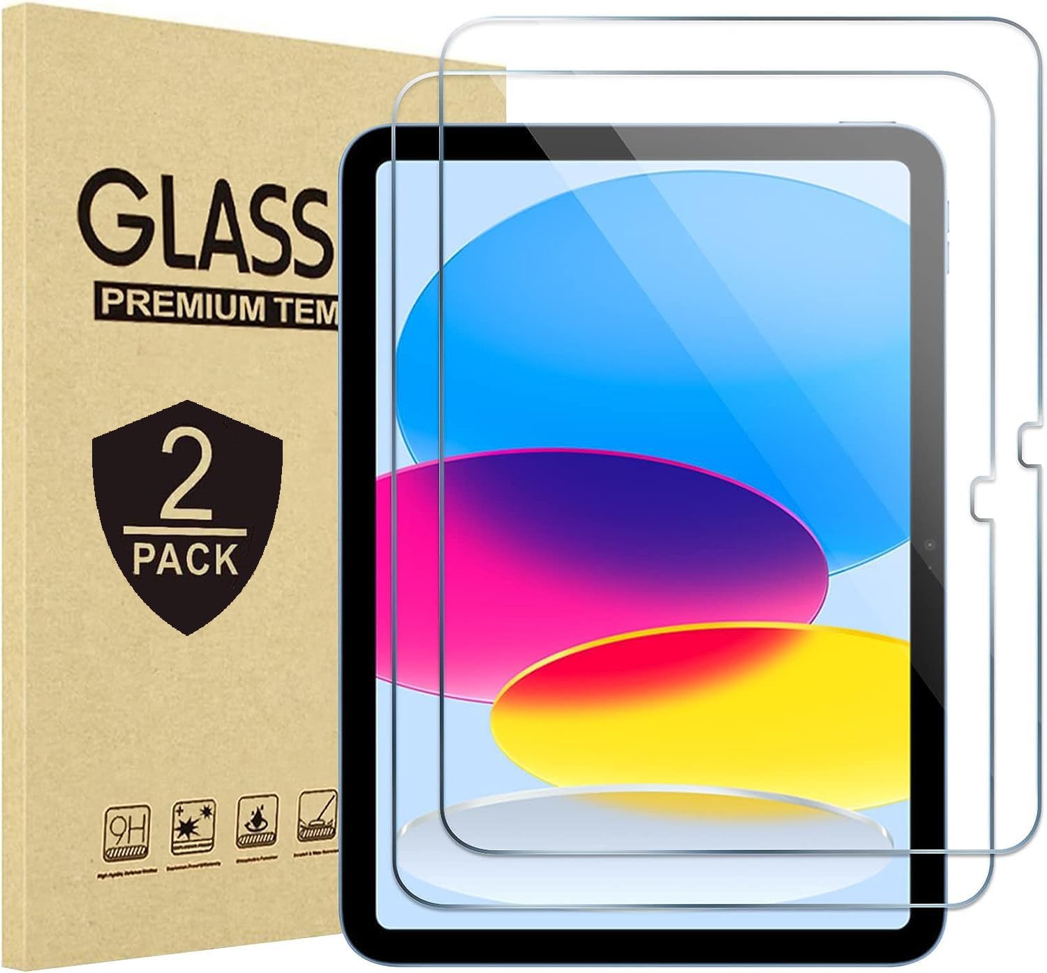 [2 Pack] Screen Protector For iPad 11th(A16)/10th Generation10.9 inch 2025/2022, Tempered Glass Film Guard For iPad 11th 10th Gen Anti-Scratch 9H Hardness Bubble-free Clear Support Face ID & Stylus Pen