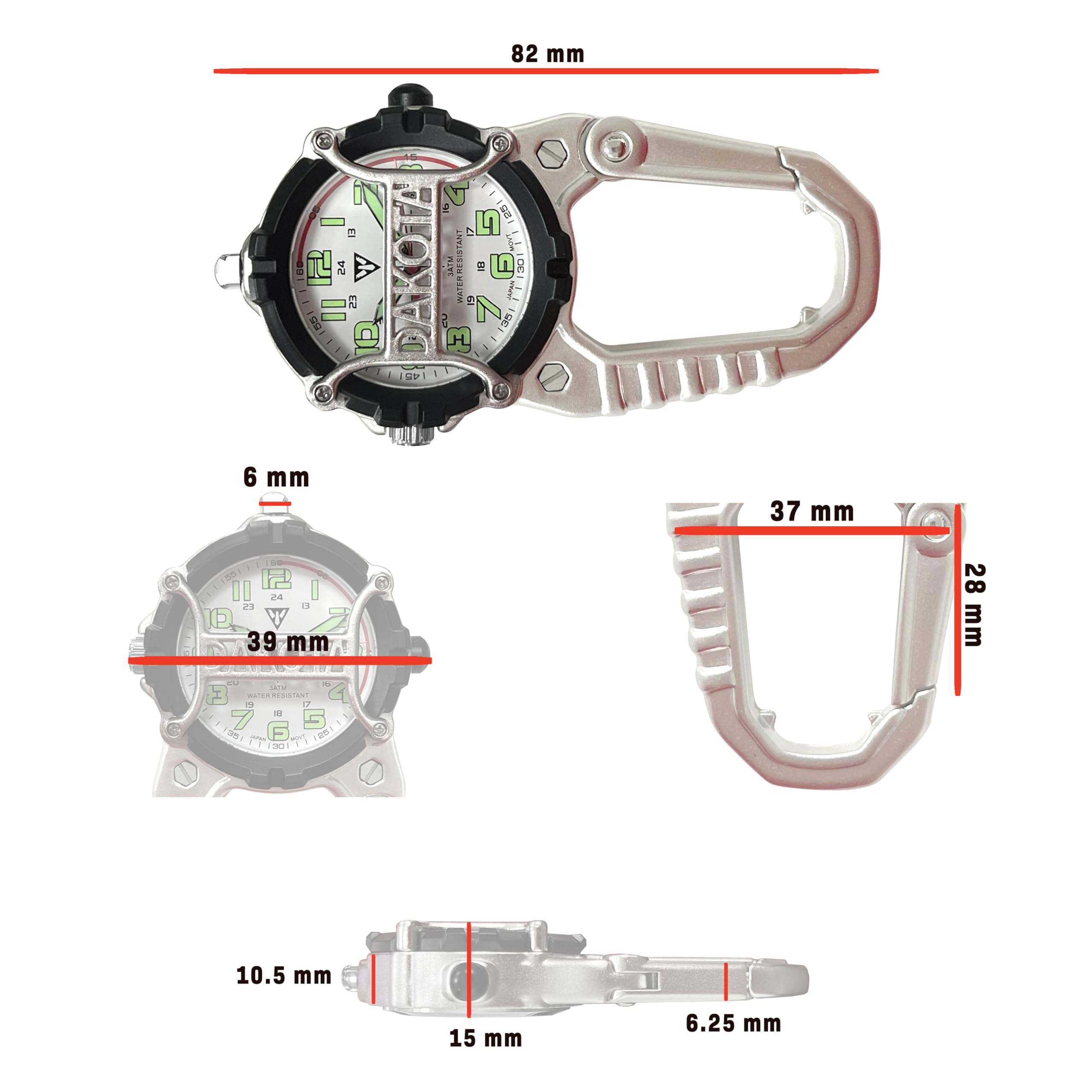Dakota Cage Clip, Premium Durability Outdoor Gifts for Men, Use for Field and Work, Quality Pocket Watch, Fob Tactical Watch with LED Flashlight, Dial Protector