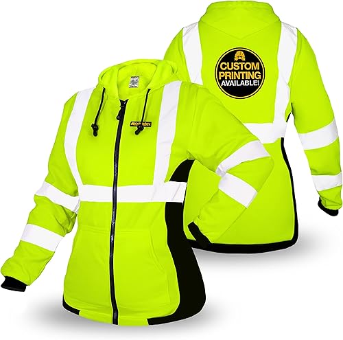KwikSafety - Charlotte, NC - Sudadera con capucha de seguridad polar para mujer Chaquetas reflectantes PPE Hi Vis