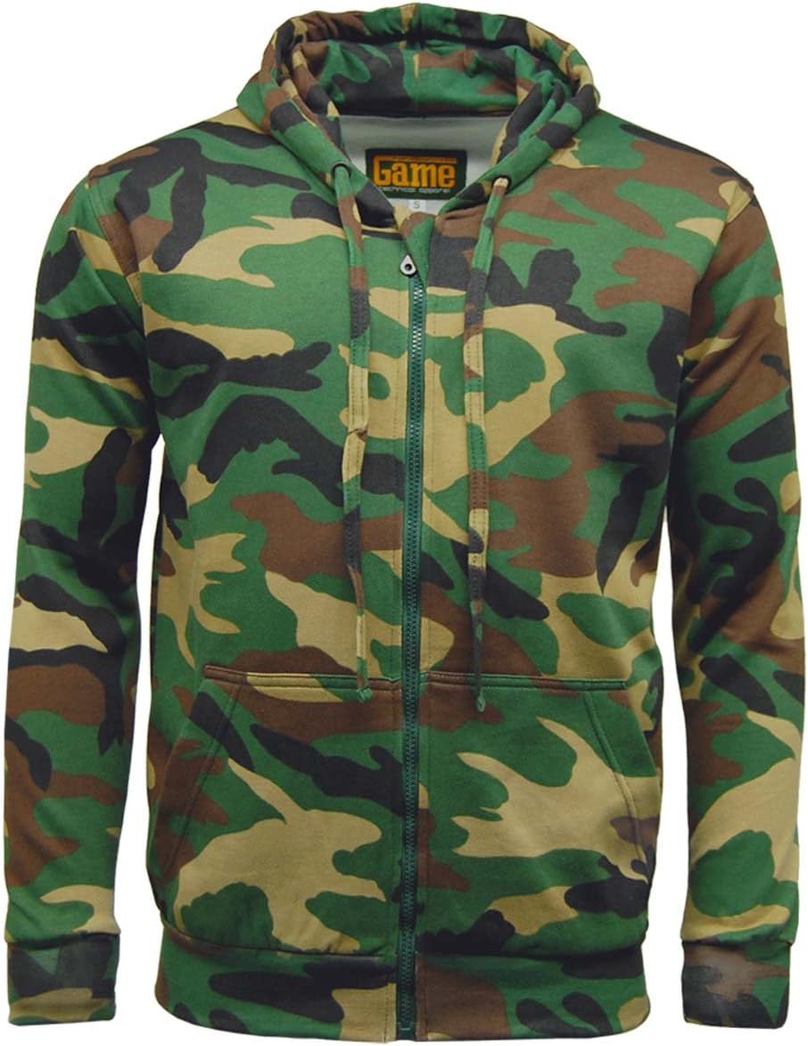 Game Technical ApparelMens Game Woodland Camouflage Fleece | Hooded Top | Zip Hoodie | Joggers