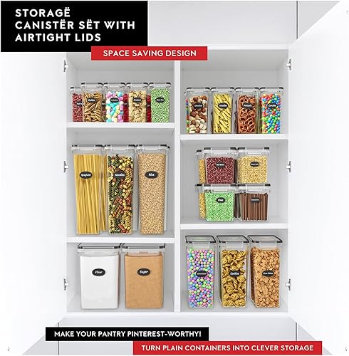 Miniatura 5 de Contenedores de almacenamiento extra grandes de harina y azúcar de 6.5 litros220 onzas líquidas juego de 2 recipientes de plástico herméticos para