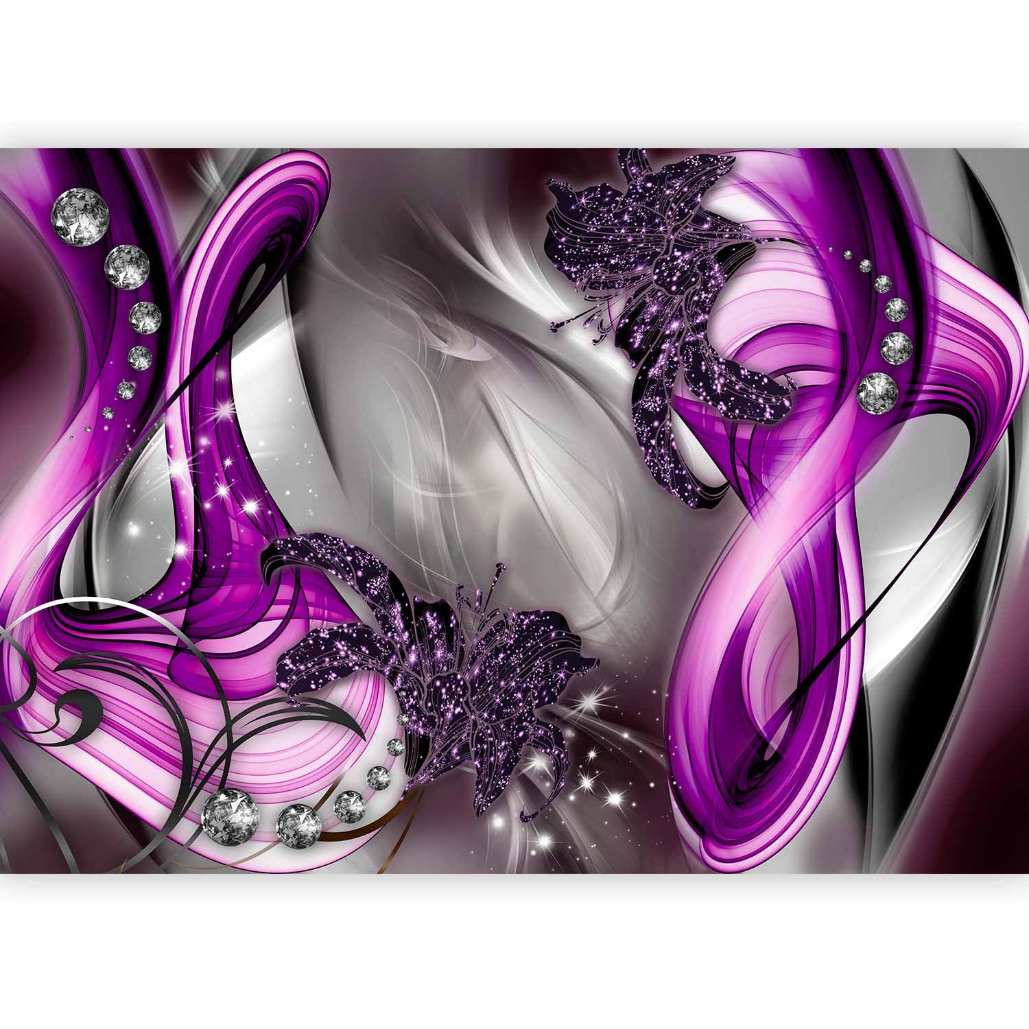 artgeist Wall Mural Purple Abstract 135x101 in - Peel and Stick Self-Adhesive Wallpaper Removable Large Sticker Foil Wall Decor Print Picture Image Design a-A-0221-a-d