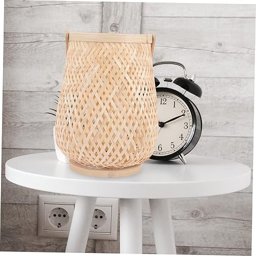 Miniatura 5 de DOITOOL Lámpara de bambú, farol de vela de té, portavelas decorativo para velas de té, centro de mesa, farol colgante, linterna de piso interior,