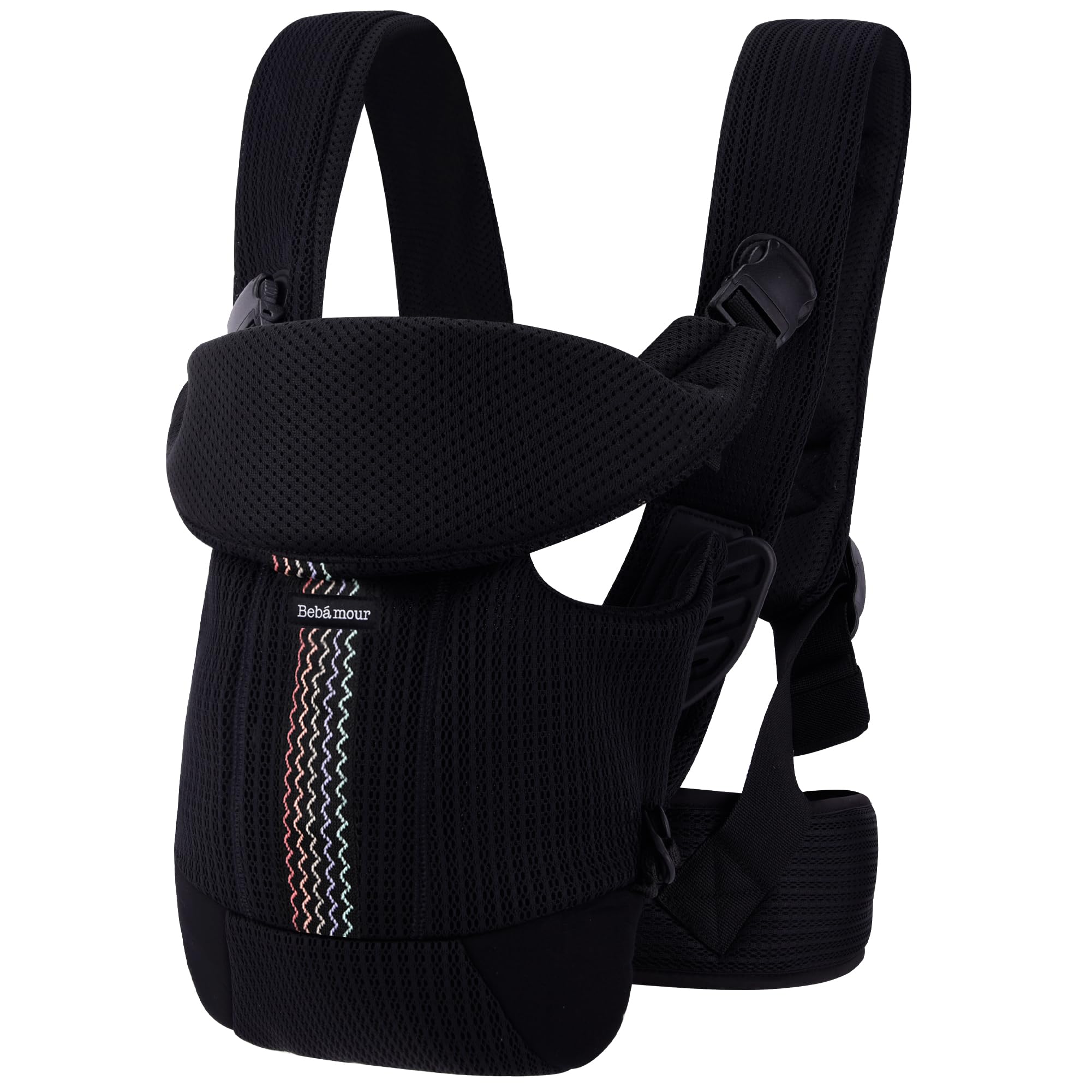 Bebamour baby-carrier, anteriore e posteriore, con 2 bib della spalla,Black Pro