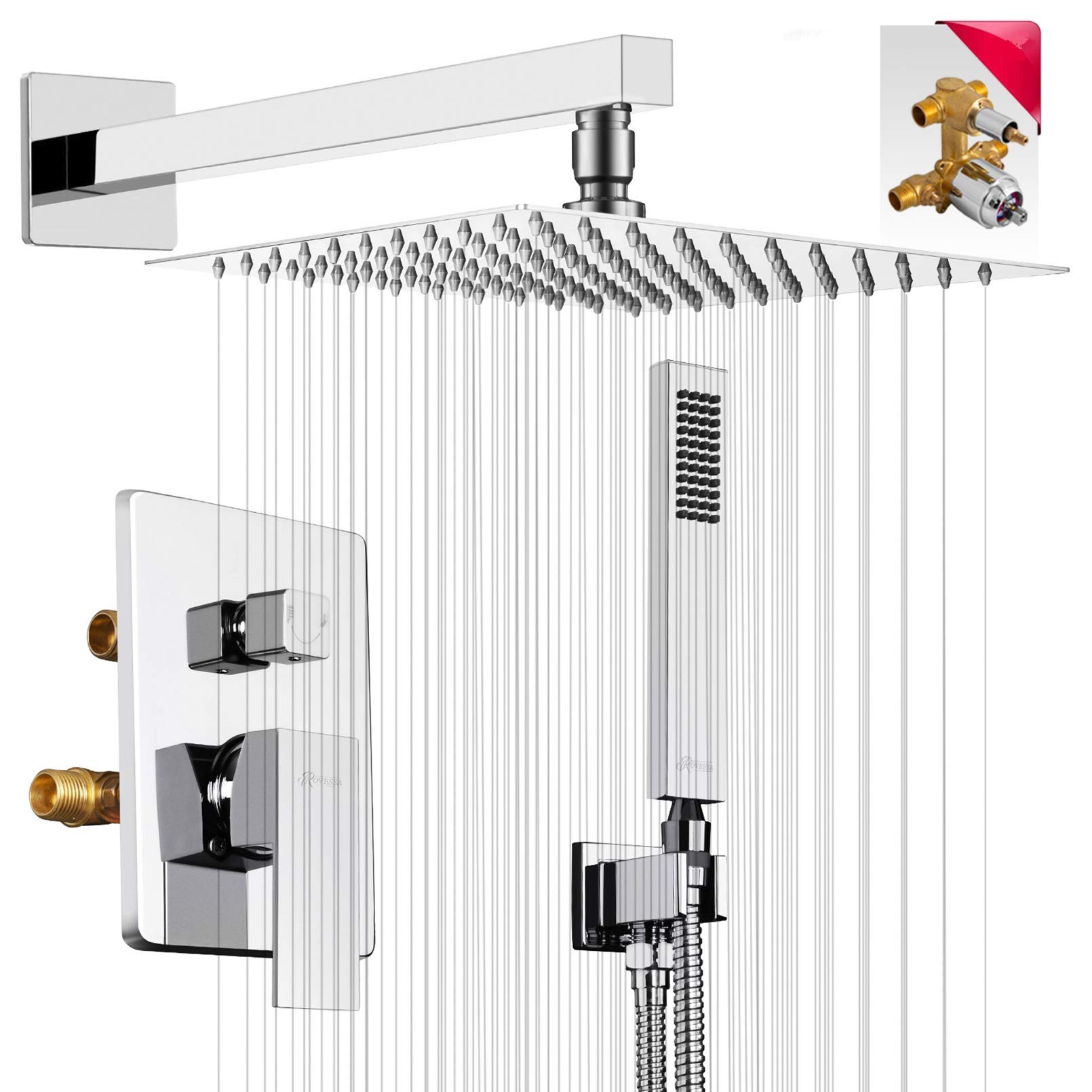 Buy ROVESSA Shower Faucet Set 10 inches Rainfall Shower Head and