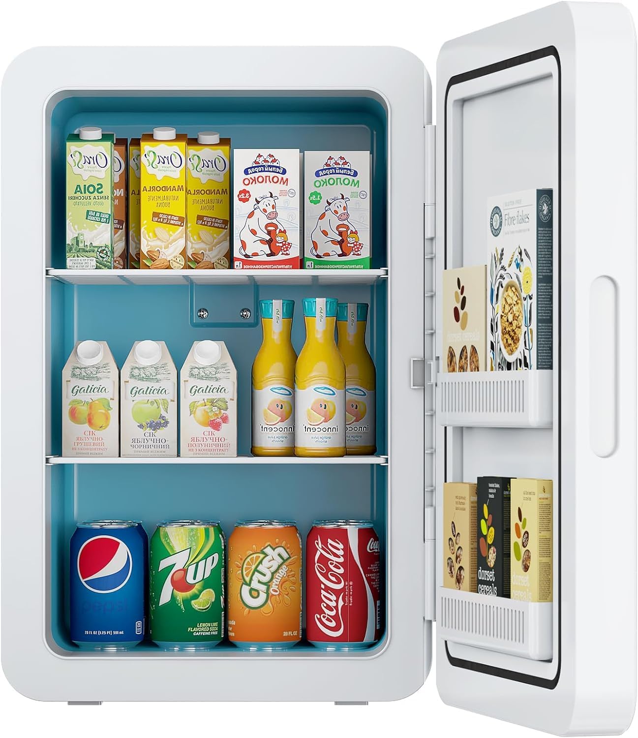 Coca-Cola KWC4 KWC-4 Draagbare koelbox 4 liter/6 blikjes voor levensmiddelen, dranken, voor thuis, kantoor, slaapkamer, auto, boot, AC/DC-stekker inbegrepen, rood en wit