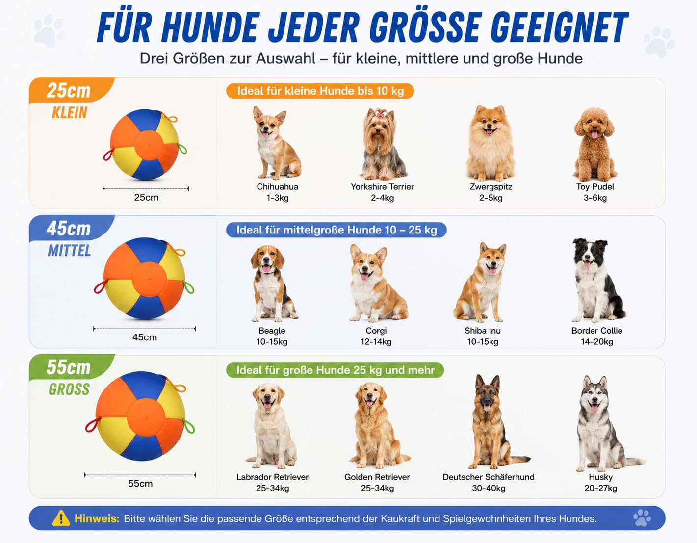 Treibball für Hunde, super verstärkter bissfester aufblasbarer Hüteball