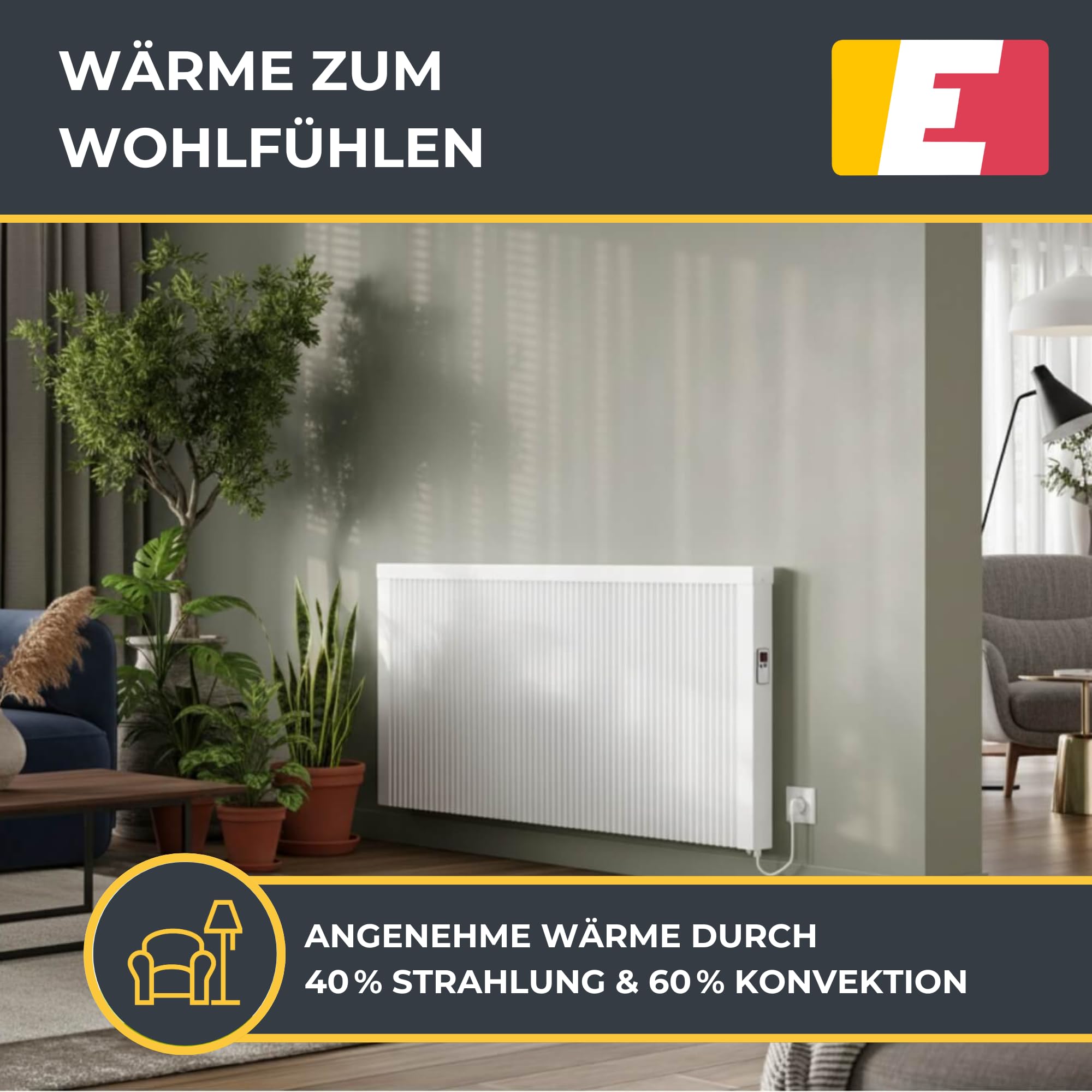 Areo Direct 2600 W Elektroheizung Wandmontage - Elektroheizkörper mit Thermostat - Elektrische Heizung Smart Home - App steuerbare Heizung ohne Hub - Digitale WLAN Elektroheizung