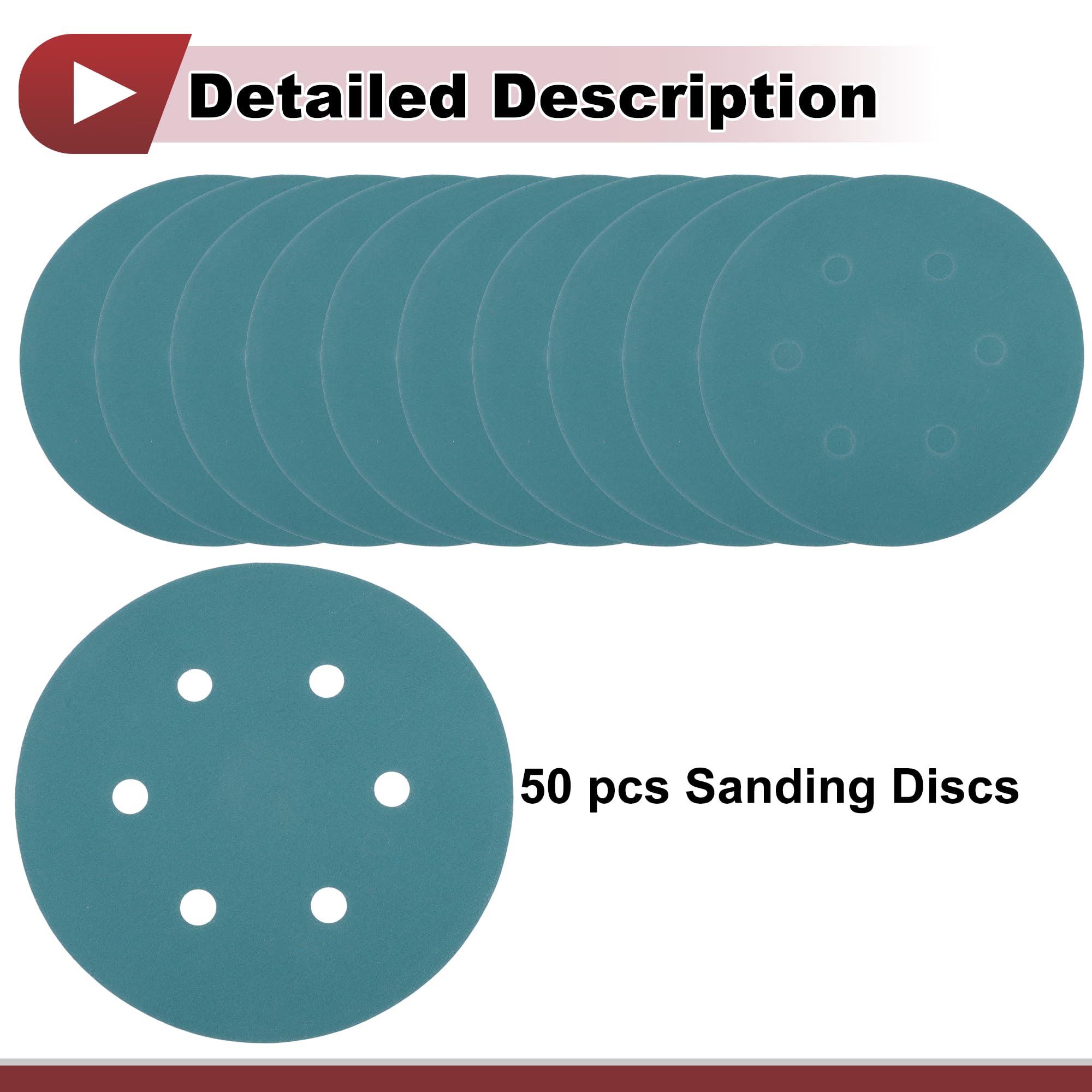 HEROFFIX 50 Pcs Car Wood Sanding Discs Smoothing Hook & Loop Sandpaper for Woodworking Automotive Refinishing 5.91" 7 Hole 220 Grit Blue Zirconia Alumina - Image 4