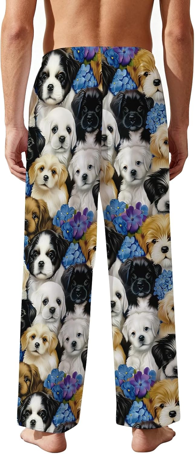 Dog Pajama Pants for Women Men, Soft Drawstring Lounge Pants with Pockets, Comfy Home Pjs Bottoms Novelty Sleepwear - Image 2
