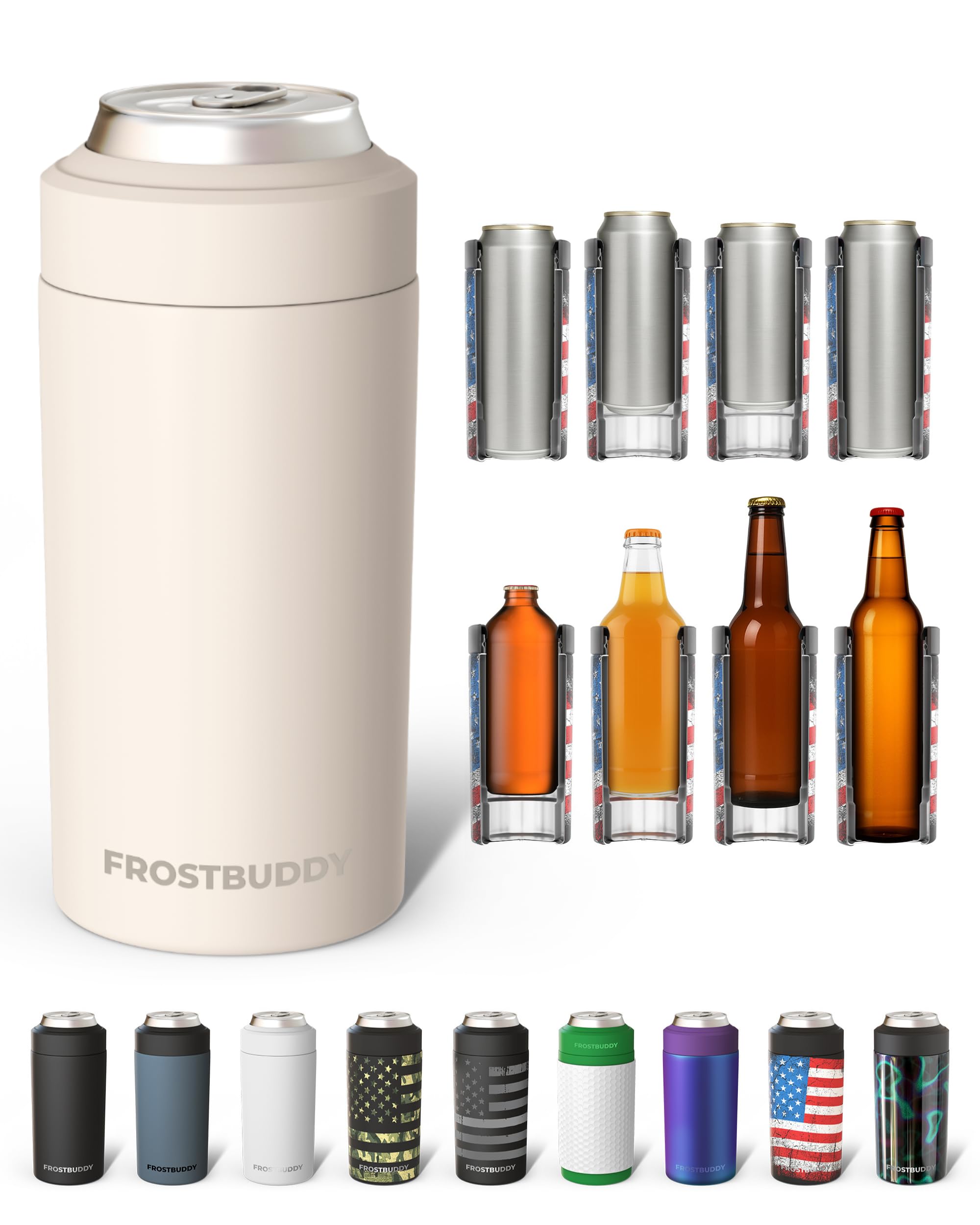 Frost Buddy Universal Can Cooler, Stainless Steel, Buttercream