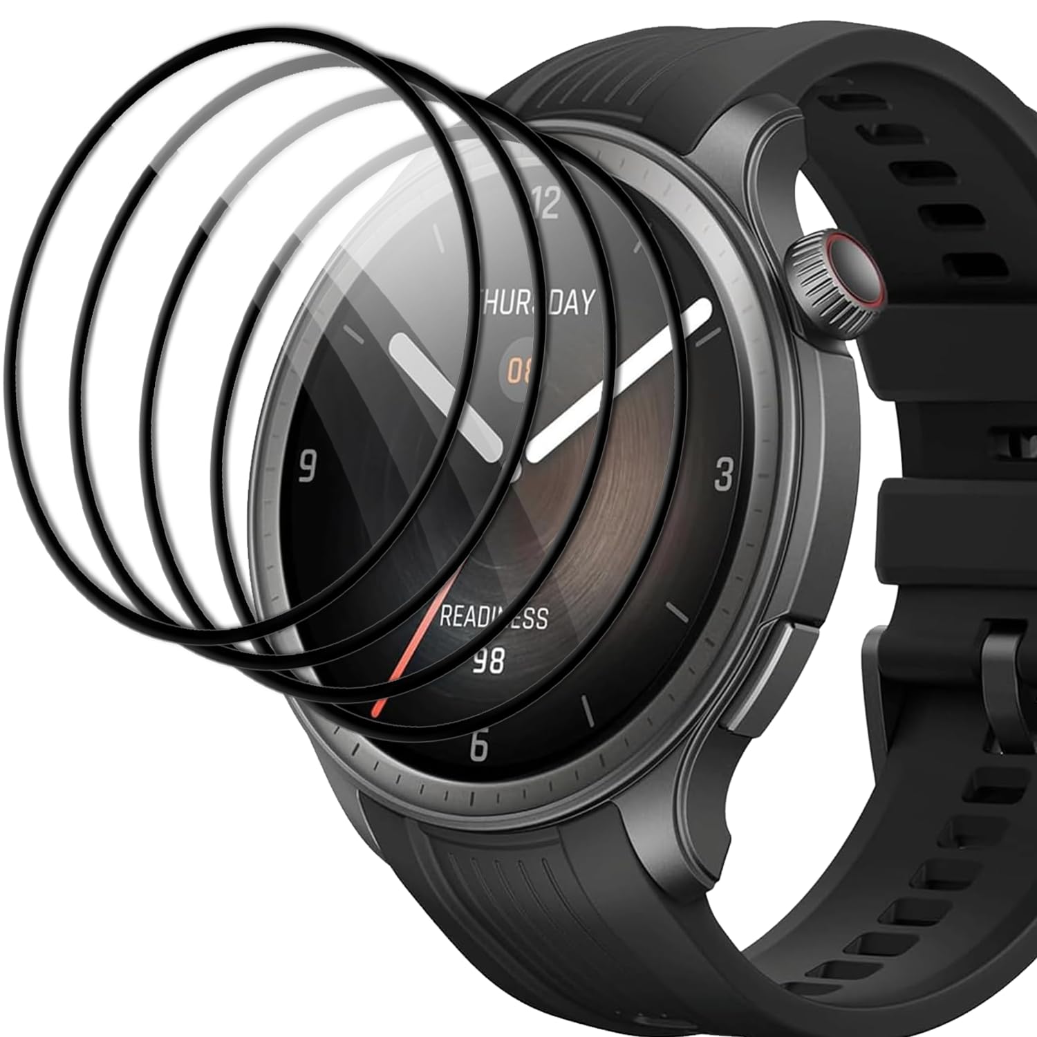 4 Piezas Protector de Pantalla para Amazfit Balance 46mm,Lámina Protectora Flexible Cobertura Completa Curva 3D Alta Definición Antiarañazos Sin Burbujas Fácil Instalación Alta Sensibilidad