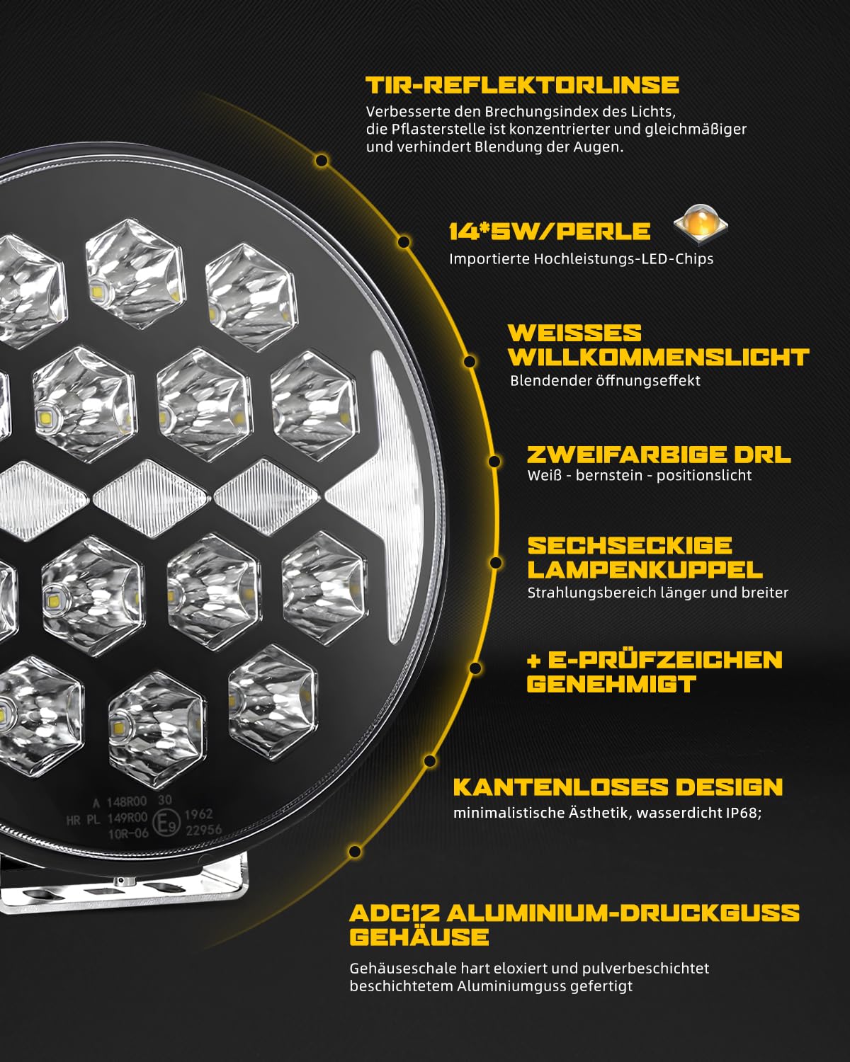 CO LIGHT 9 Zoll 2PCS LED Fernscheinwerfer 12/24v，120W 32000LM Runder Arbeitsscheinwerfer mit ECE Zulassung Tagesfahrlichter Willkommenslichter für Traktor Geländewagen Bagger SUV ATV LKW