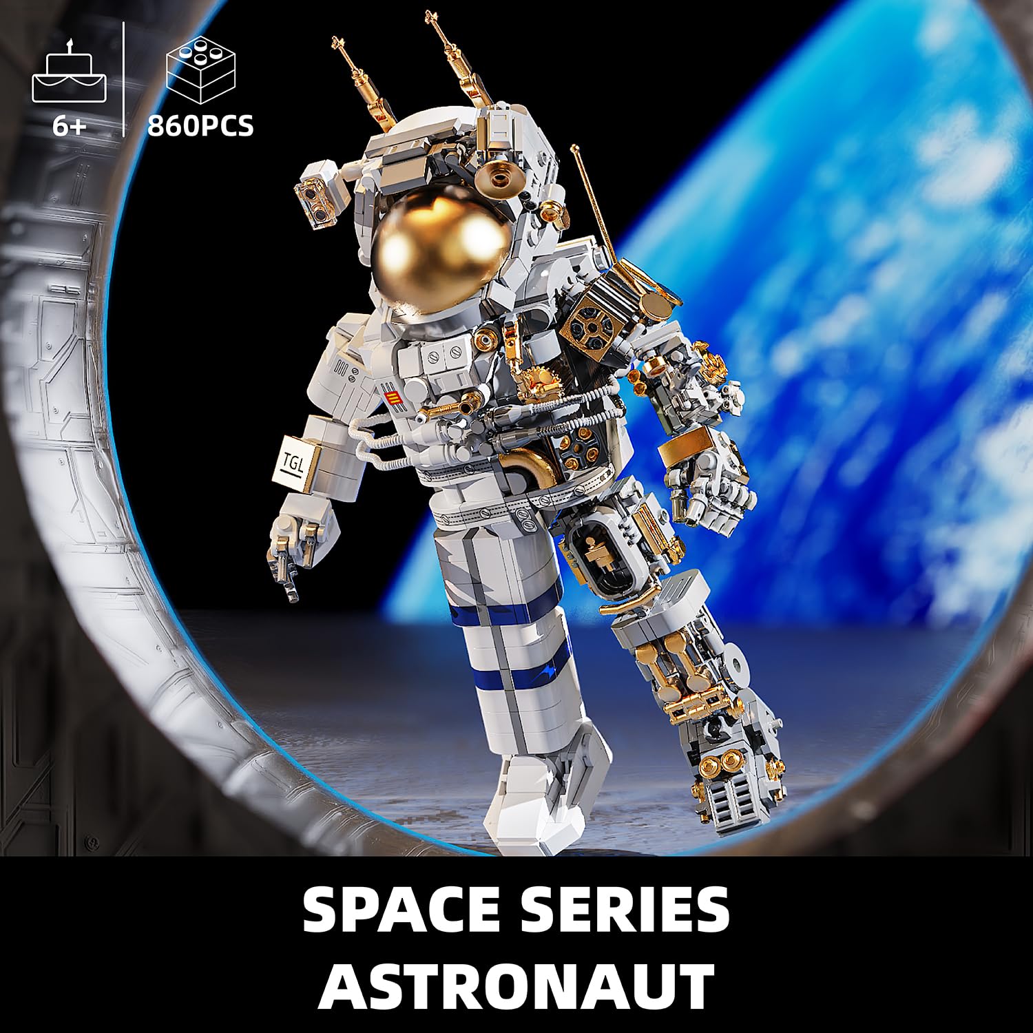 TYCOLE City Astronaut Building Set including Display Stand, Spaceman Construction Toys - Image 2