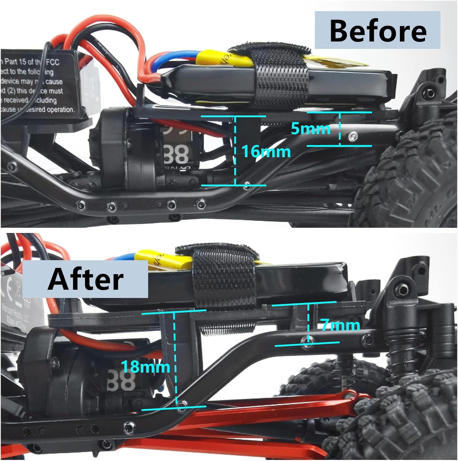 MORLORDY Aluminum Alloy RC Lower Battery Mount Bracket Plate Battery Holder Post for 1/24 RC Crawler Car SCX24 Upgrades Accessories AXI00001 AXI00002 AXI00006 AXI90081 AXI00004