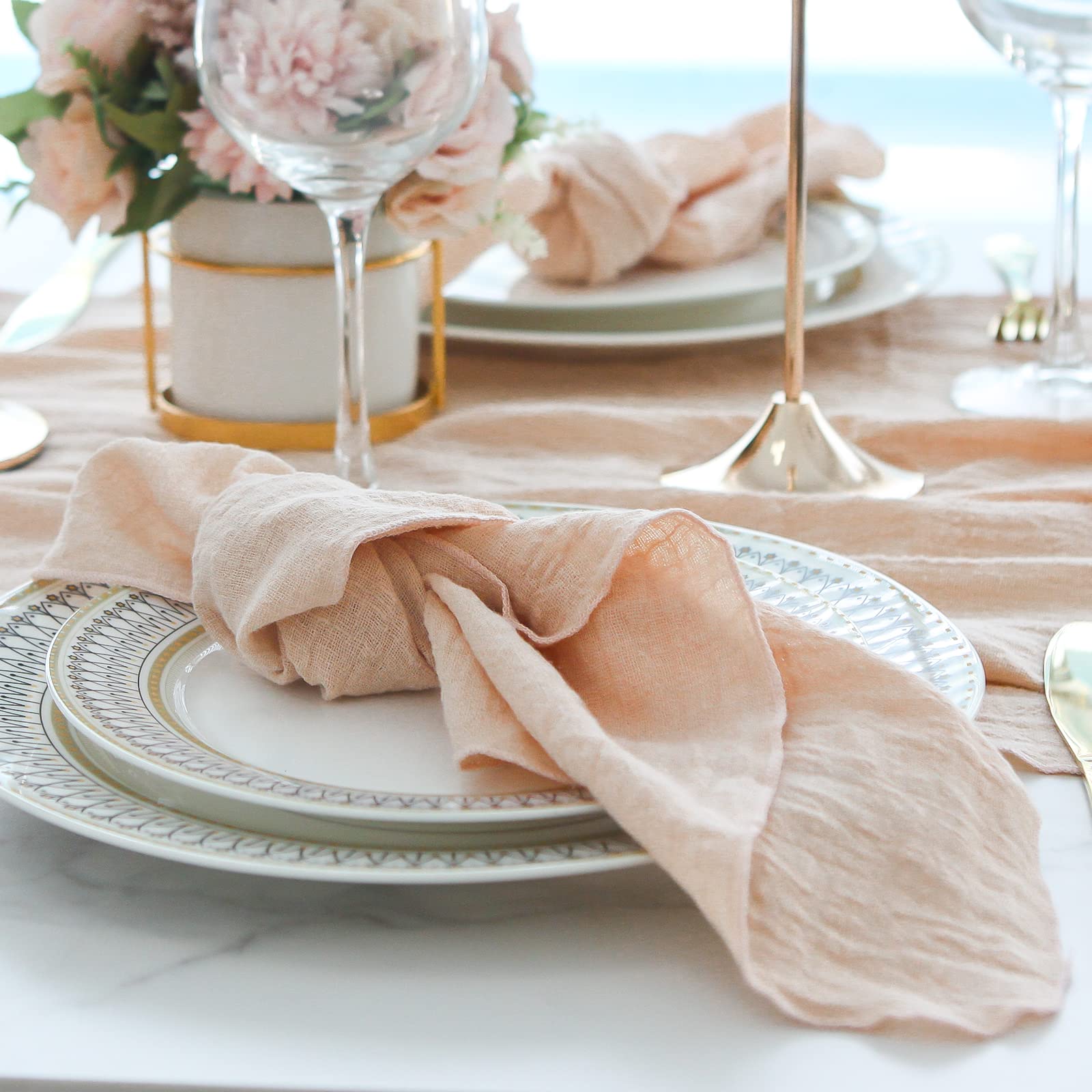 Tovaglioli di stoffa per cena, 10 pezzi, 100% cotone morbido naturale, lavabili ideali per matrimoni, cene, uso quotidiano in famiglia, bianco