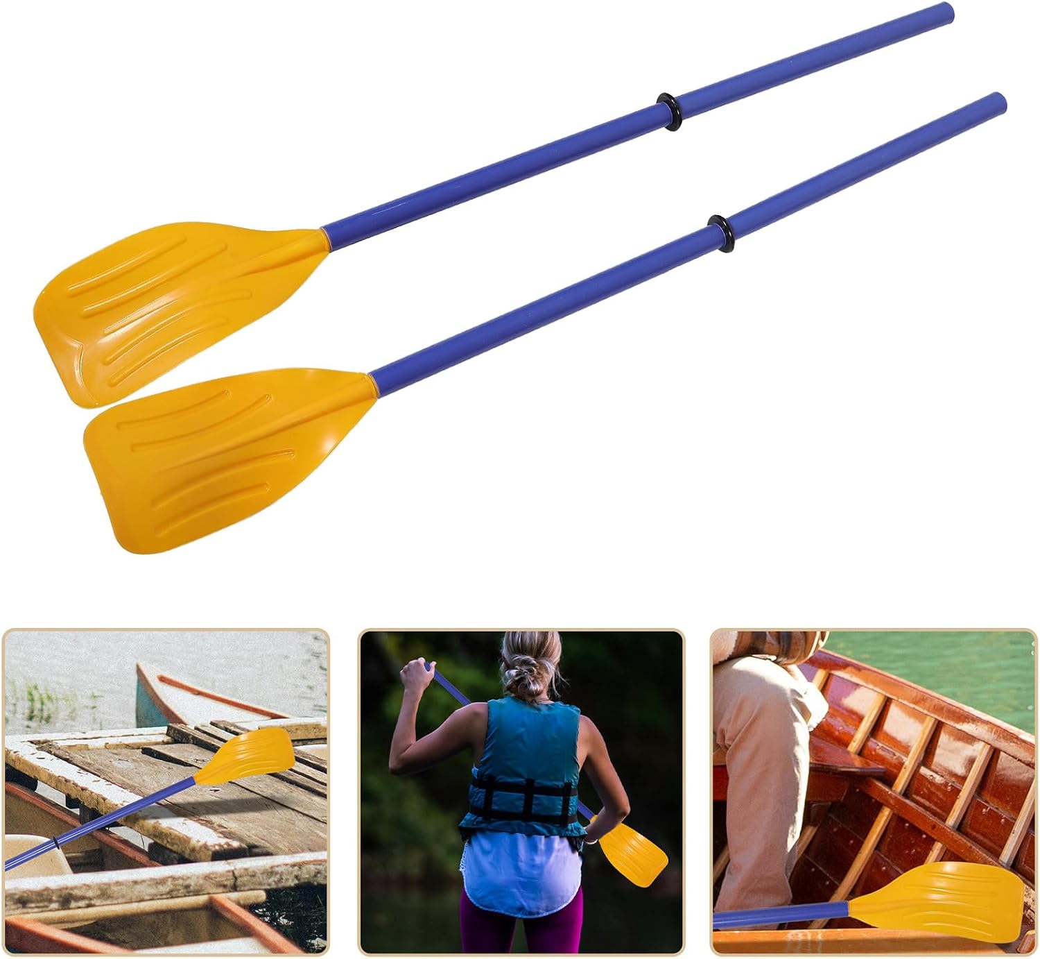 Inflatable Kayak Paddles 2pcs Plastic Boat Oars 120cm Yellow Water Sports Paddles for Canoeing Rafting Adults