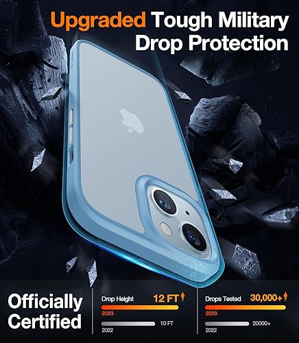 Miniatura 10 de TORRAS Funda diseñada a prueba de golpes para iPhone 15 protección contra caídas de grado militar de 12 pies Funda protectora dura mate delgada para