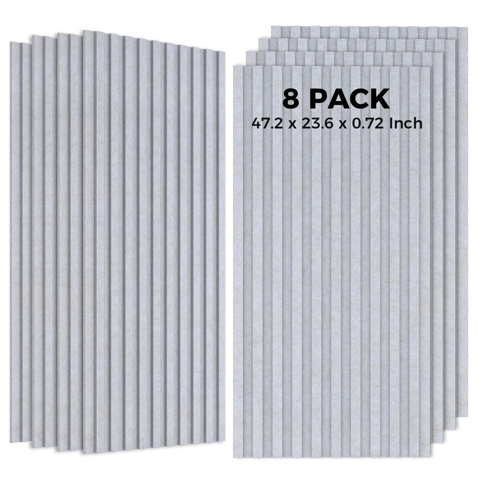 Paquete de 8 paneles acústicos, paneles absorbentes de sonido bicapa, paneles de 47.2 x 23.6 x 0.72 pulgadas, paneles a prueba de sonido para paredes, paneles de sonido decorativos, paneles de pared
