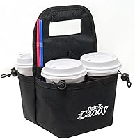 Vista 1 de Organizador de bebidas portátil para bebidas y portavasos de café reutilizable, bolsa plegable de 4 tazas con bolsillos organizadores, asegura