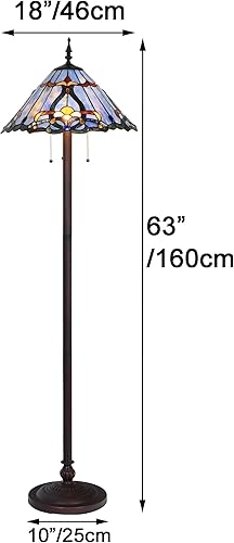 Miniatura 5 de Bieye L10687 Lámpara de pie barroca estilo Tiffany para sala de estar, decoración del hogar, 3 luces, 18 pulgadas de ancho x 63 pulgadas de alto