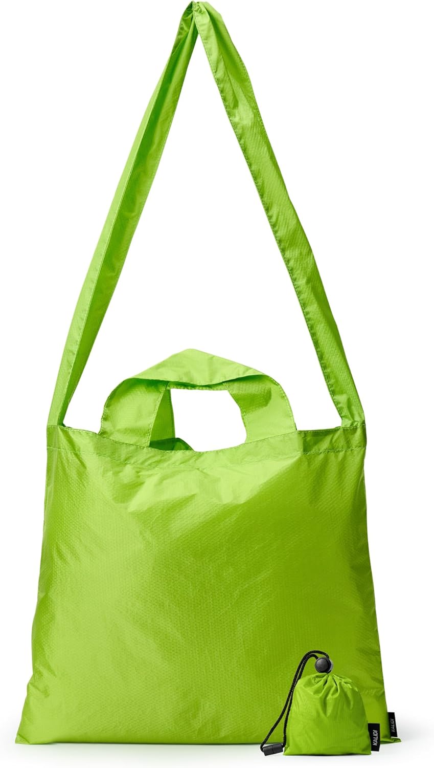 KALIDI Compact Tote Shopping bag Lightweight Foldable Tiny Reusable Grocery Shoulder Bag Crossbody