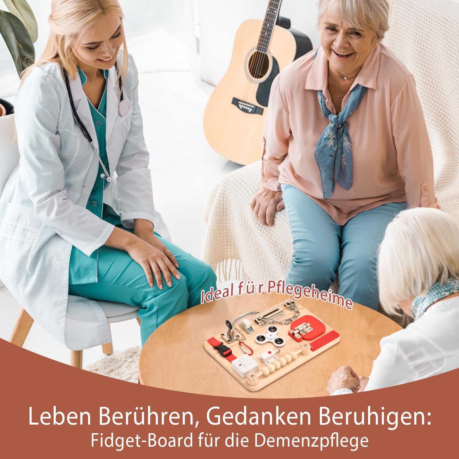 Fidget Board für Demenzkranke – Beschäftigung für Senioren mit Alzheimer – Memory Spiele-Das generationenübergreifende Beschäftigungsboard-Feinmotorik trainieren ADHS-Hilfen Autismus Fidget Spinner