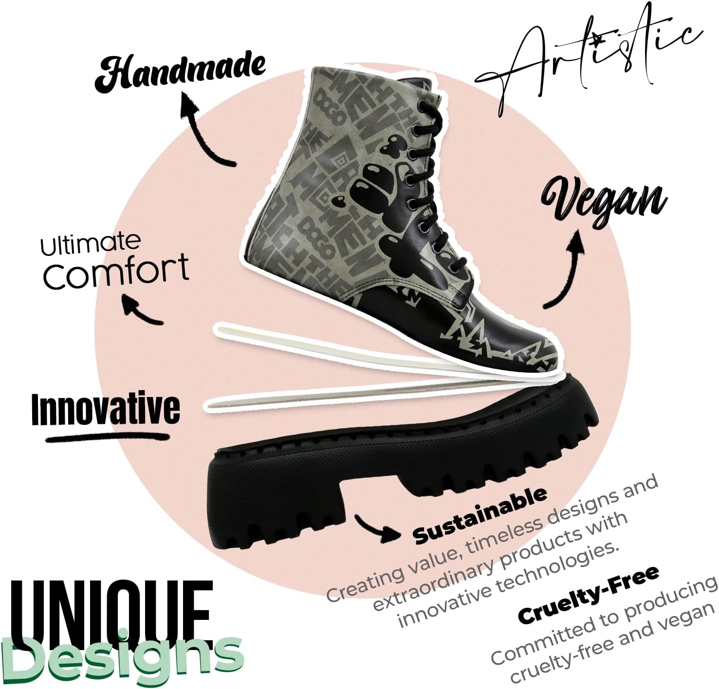 DOGO Combat Boots for Women - Vegan Leather and Handmade Platform Boots For Women - Image 3