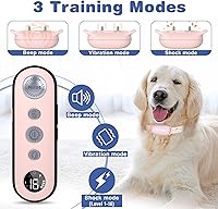 Vista 2 de Collar de choque para perro, collar de entrenamiento impermeable para perros con control remoto de 1000 pies, collar de descarga eléctrica