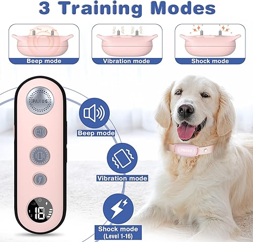 Miniatura 2 de Collar de choque para perro, collar de entrenamiento impermeable para perros con control remoto de 1000 pies, collar de descarga eléctrica