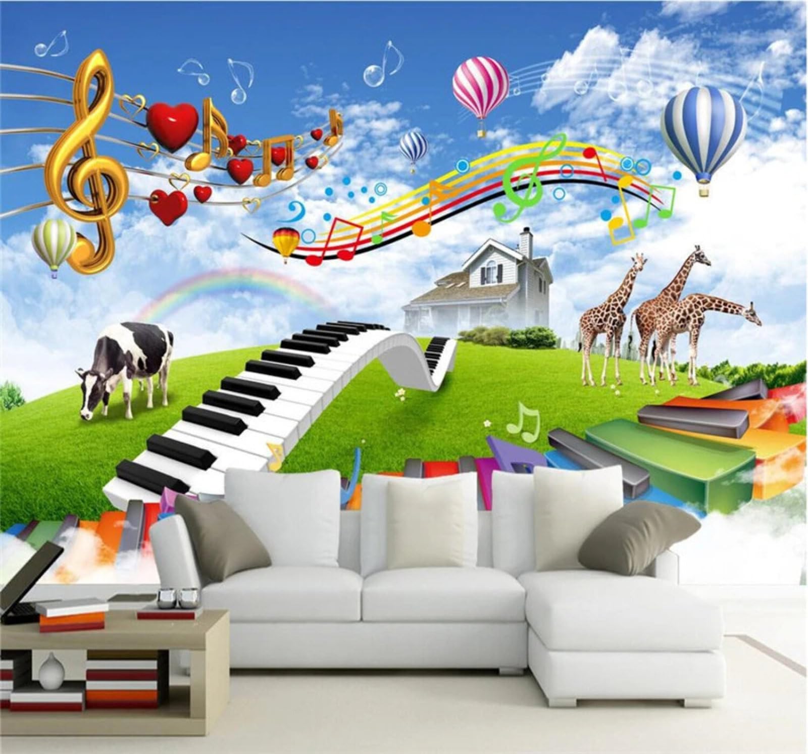 Wallpaper-3D-Xlm 200Cm×140Cm(B×H) Three Dimensional Dreamy Cottage Farm Music 3D Wallpaper Easy Install Feature Office Living Room Sofa Bedroom Tv Background Wall Decoration-200Cm×140Cm