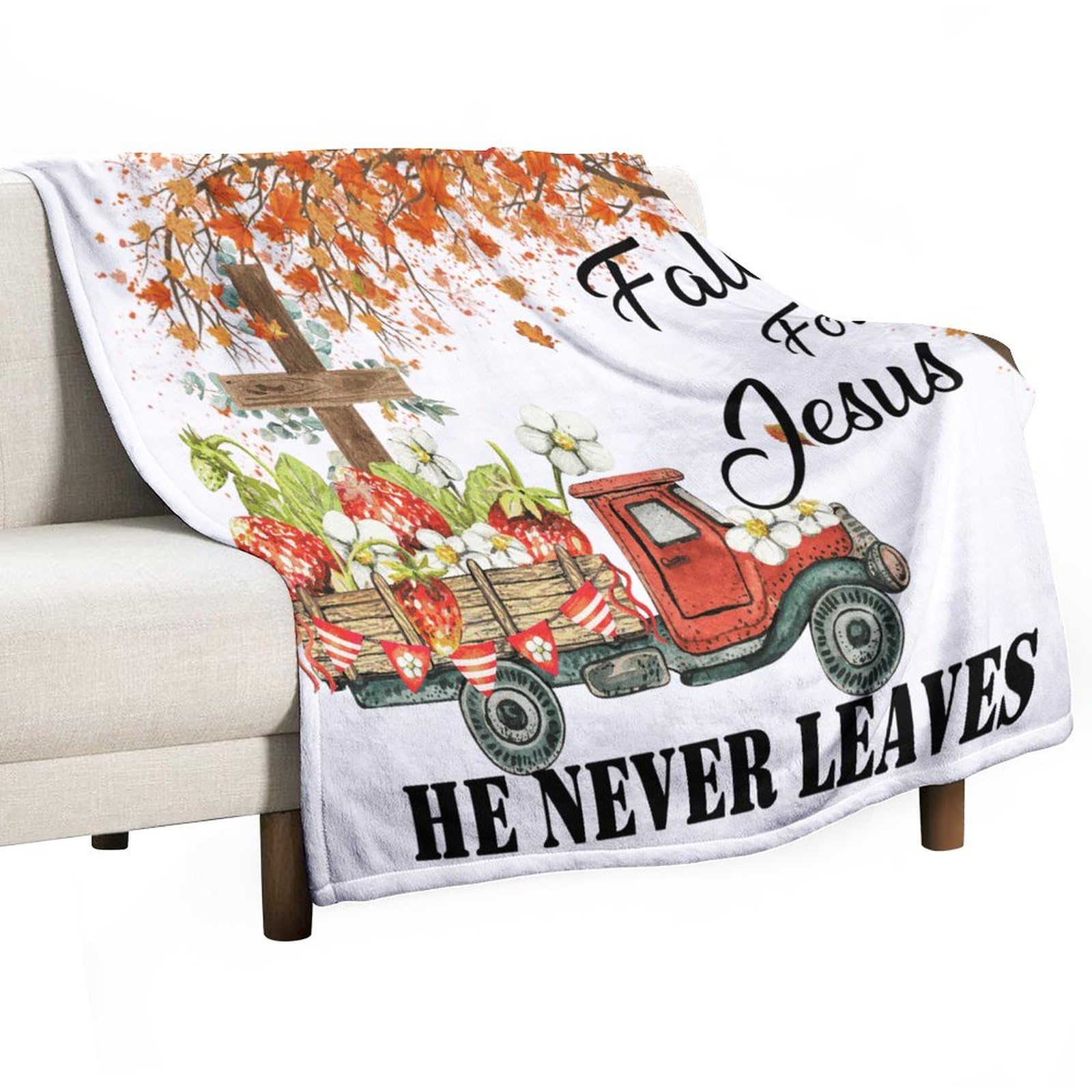 Couverture polaire motif feuilles croisées plaid doux décoration chambre et voyage