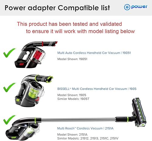 Miniatura 2 de T POWER Cargador de 28 V para aspiradora de coche de mano inalámbrica Bissell 19851 1985 1985T 2151A 21512 21513 2151C 2151V Serie Cable de carga Ac
