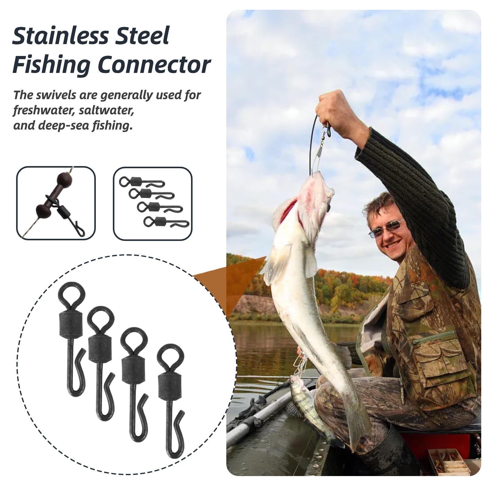 25 Pezzi Girelle da Pesca,Terminale Connettore Girevole a Forma di Q Terminali da Carpfishing,Clip da Pesca alla Carpa,Girelle Pesca con Bottoni a Pressione Connettore in Acqua Dolce o Acqua Salata