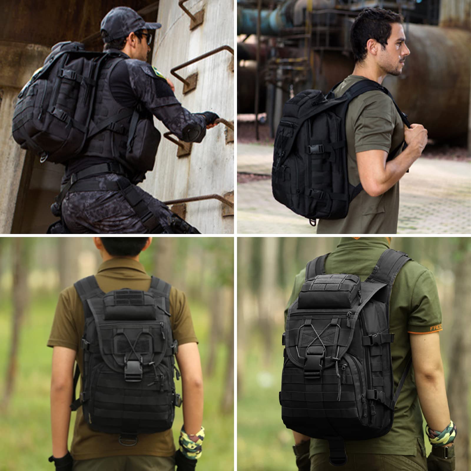 HUNTVP Zaino Militare Tattico 40 Litri Zaino Molle Outdoor per Campeggio Escursione Viaggio Trekking Sport
