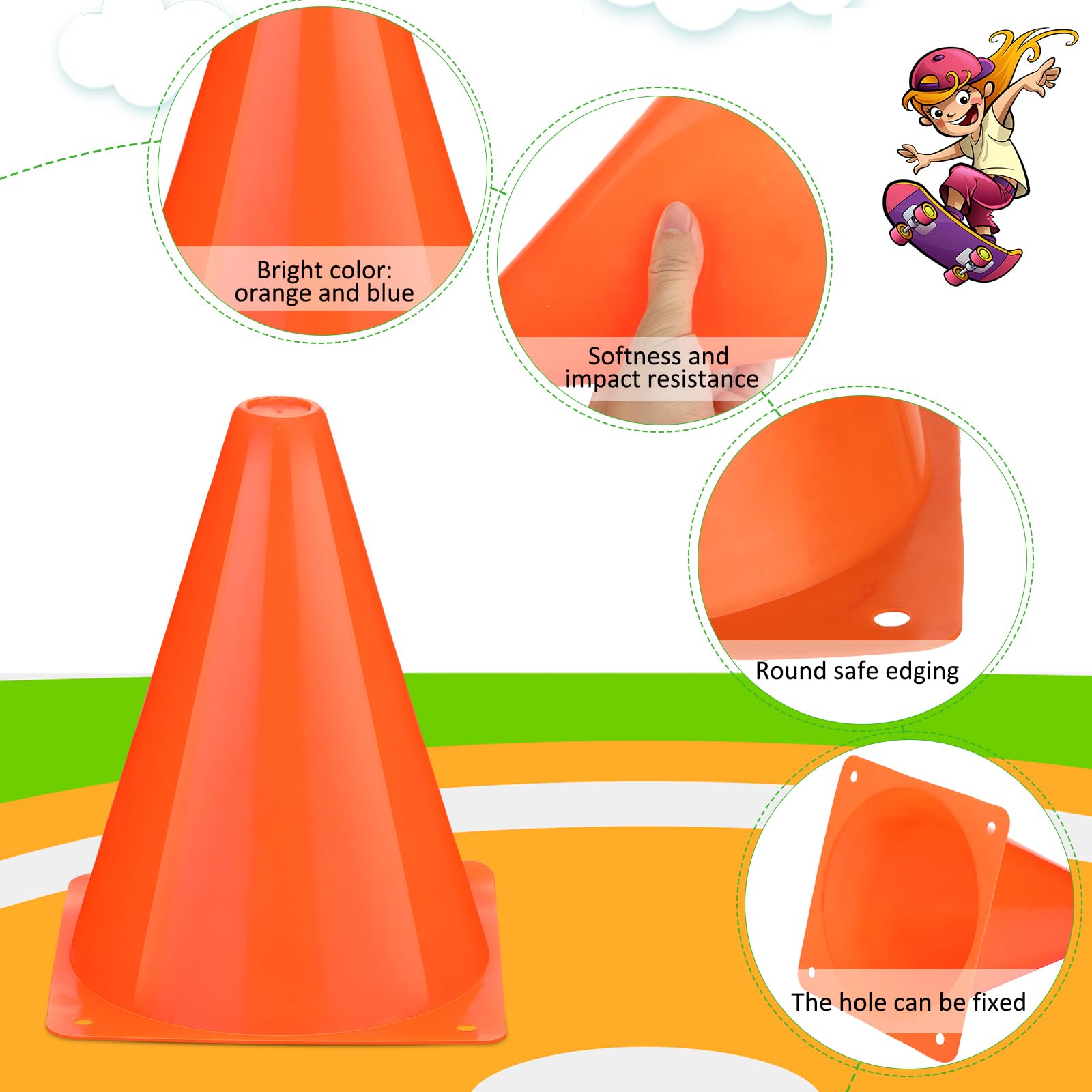 Reginary 40 coni piccoli da 17,8 cm per sport calcio bici da allenamento ad ostacoli coni in plastica blocco stradale per sport pattinaggio attività indoor outdoor costruzione feste