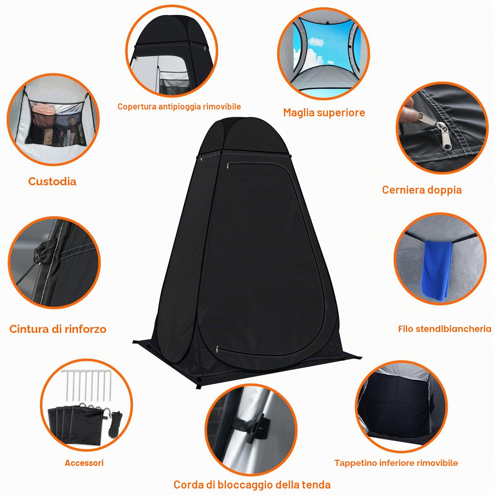 Tenda per WC pop up, portatile, per campeggio, privacy, spogliatoio, spiaggia, pesca, escursionismo, riparo dal sole (protezione UV)