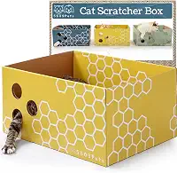 Caixa arranhadora de papelão resistente para gatos com placa dupla face recarregável para gatos em ambientes internos