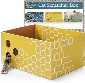 Caixa arranhadora de papelão resistente para gatos com placa dupla face recarregável para gatos em ambientes internos