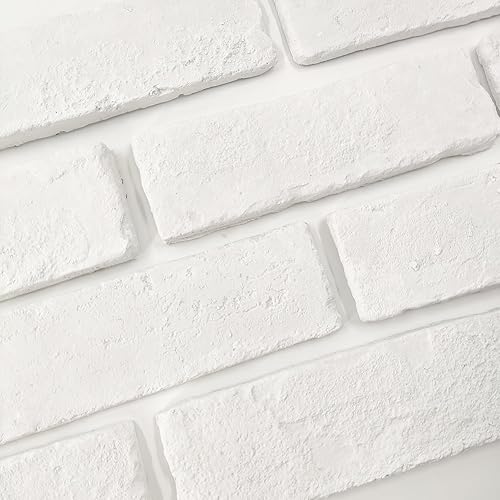 Miniatura 3 de 40 chapas de ladrillo fino blanco, ladrillo de pared de 2.4 x 7.9 pulgadas, ladrillo sintético 3D para salpicaduras de cocina, chimenea, sala de