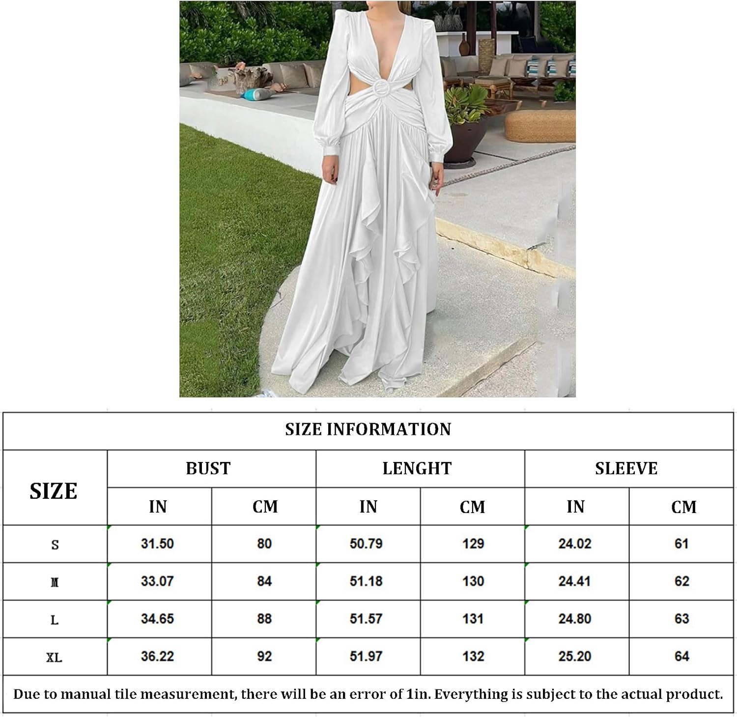 [Anybird] レディース 夏 ディープVネック カットアウト セクシー ロングドレス ファッション カジュアル ゆったり ウェ