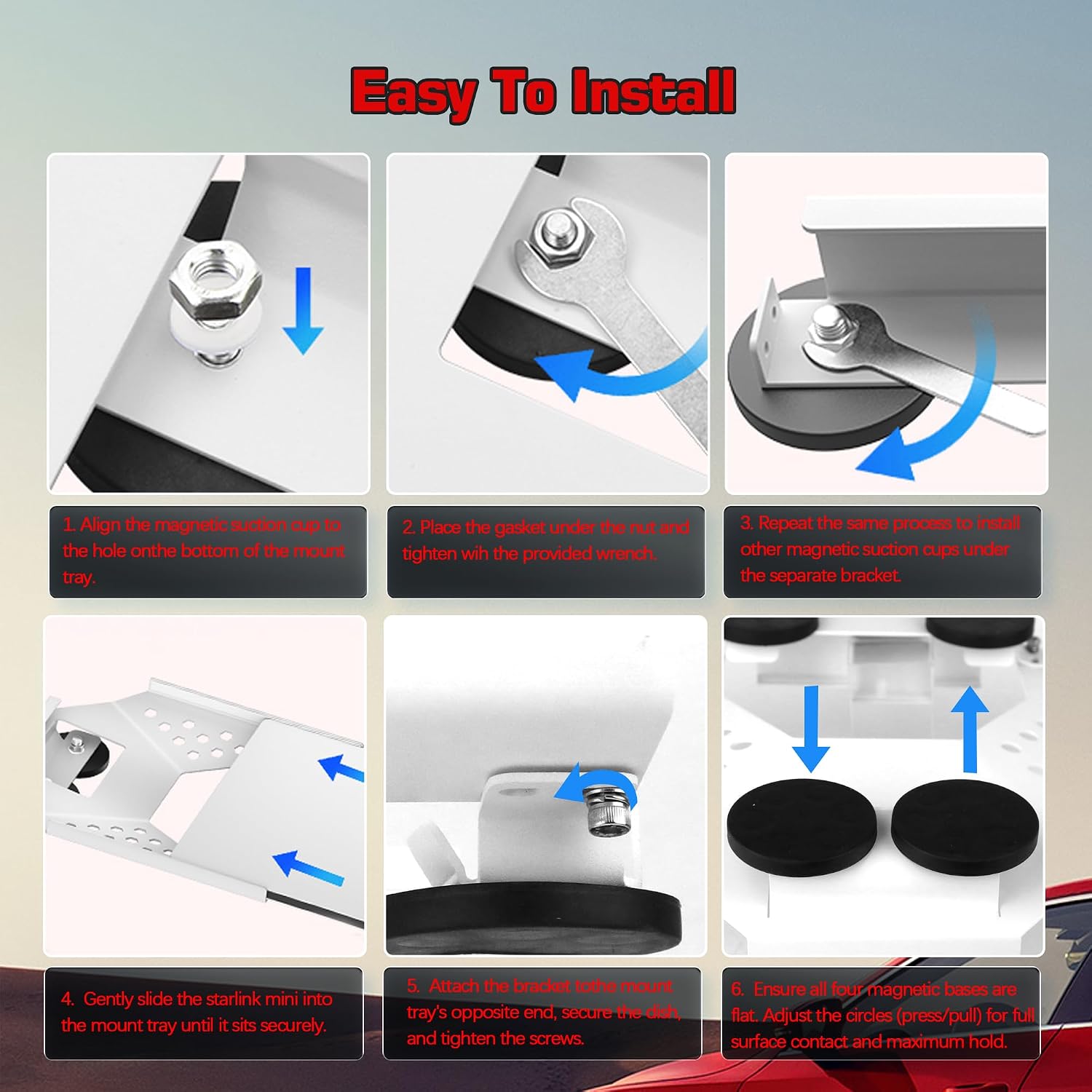 for Starlink Mini Magnetic Roof Mount,Quick-Release Car Mount Kit with 4-Sided Rubber Protection for Stable Satellite Signal, Secure Fit for RV, Van, Truck, Trailer & Boat Roof Racks