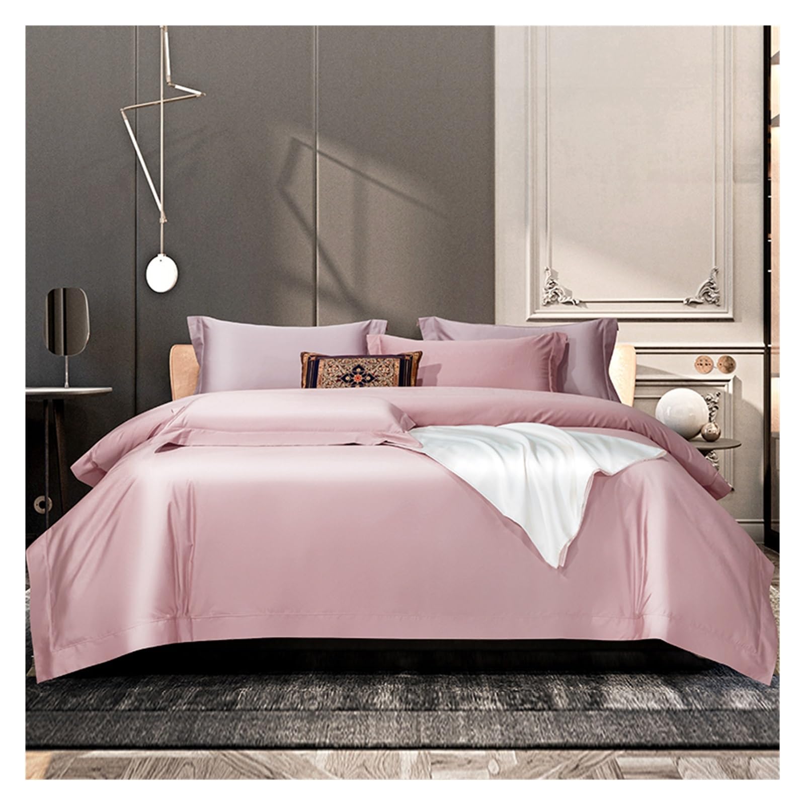 Housse de couette en coton lavé gris foncé pour lit double douillet