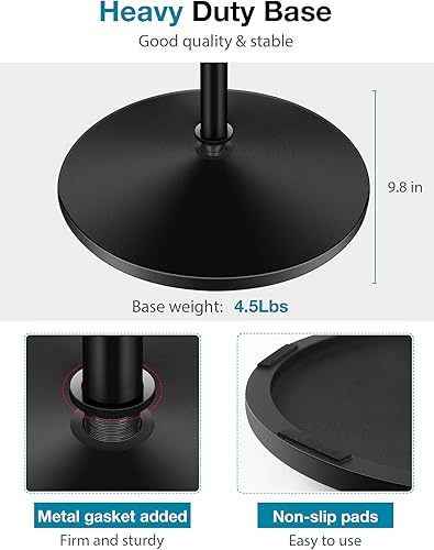 Miniatura 4 de InnoGear Soporte de micrófono, paquete de 2 soportes de micrófono desmontables para el suelo, soportes de brazo de micrófono con base pesada, altura