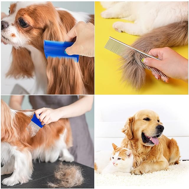 Foto 8 de 8 de 7 Piezas de Cepillo para Quitar Manchas de Lágrimas de Perro,ojos Peine de Doble Cara para Pulgas Piojos…